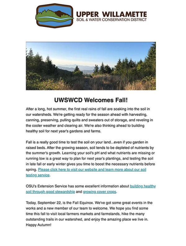 2022 Fall Newsletter Upper Willamette Soil & Water Conservation District